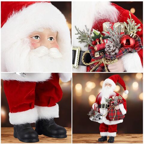 ELF Christmas Desk Ornament, Cute Standing Santa Claus Resin Statue Home  Decor Party Gift 