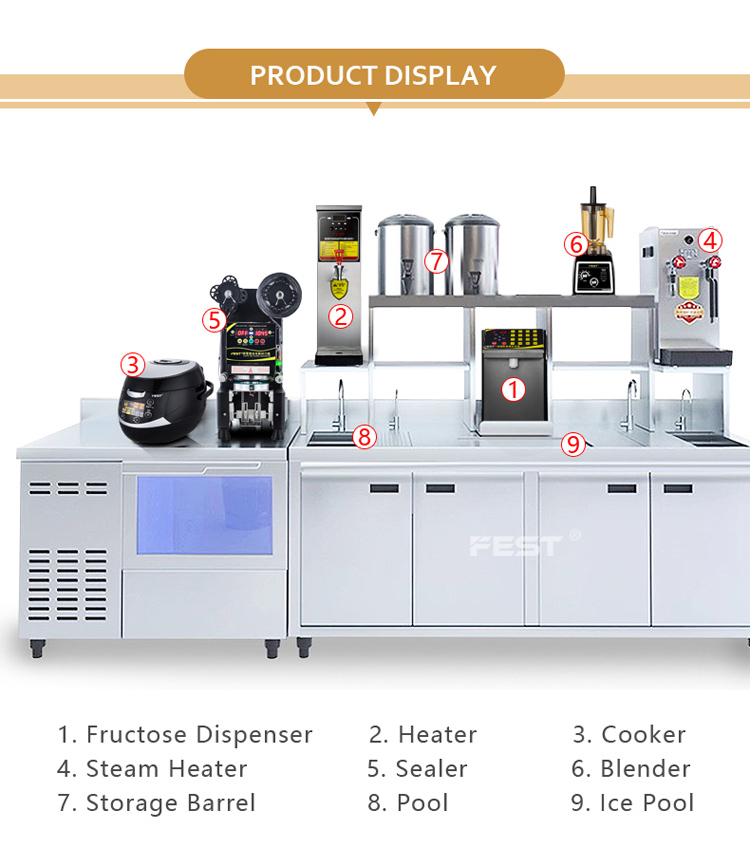 Bubble tea bar milk tea bar counter with refrigeration – CECLE Machine