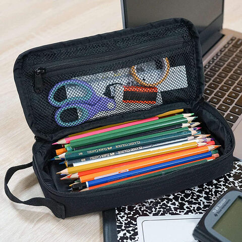 Fabric Art Color Pen Bag Pencil Case 3 Layer Waterproof Handbag Storage  Pouch for Stationery School