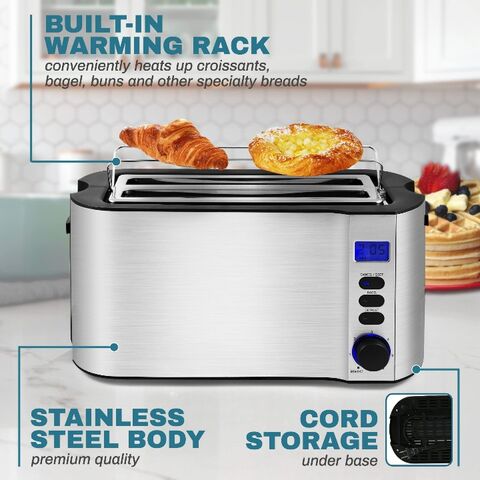 Hot Sale 6 Browning Settings Warming Rack Long Slot 4 Slice Toaster - China  Toaster and Bread Toaster price