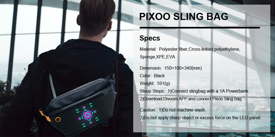 Divoom Customizable Pixel Art Pixoo Backpack and Sling Bag