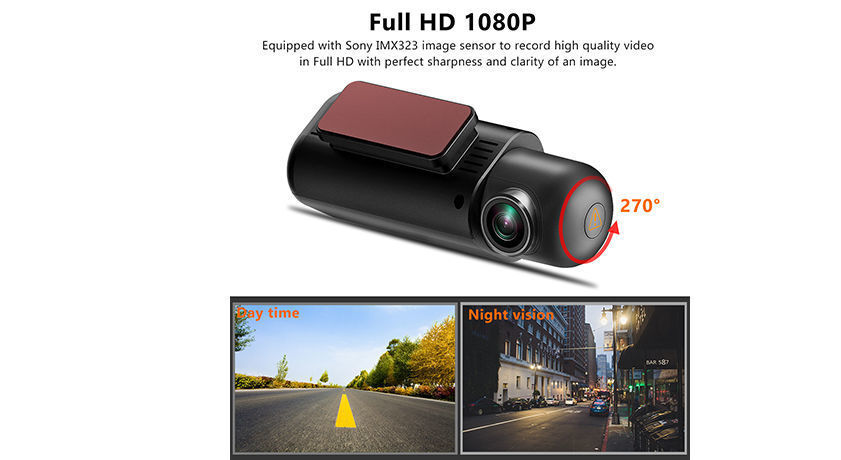 Mini Dual DVR Dashboard Camera Records Front and Back HD Video