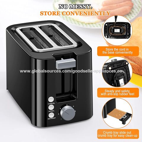2 Slice Toaster Built-in Warming Rack & Removable Crumb Tray 6 Browning  Options