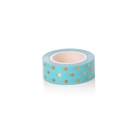 Washi Tape - Teal & Gold Washi Tape - Scrapbook Supplies - Teal Craft Tape  - Journal Supplies - Aesthetic Decorative Tape - Bujo Supplies