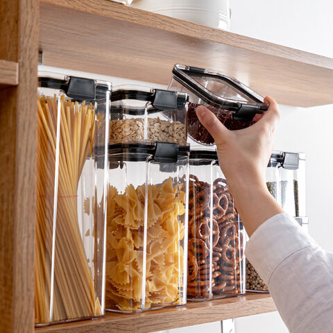 Contenedores de almacenamiento de alimentos para cocina, con tapas  multigrano contenedores transparentes, latas herméticas para el hogar