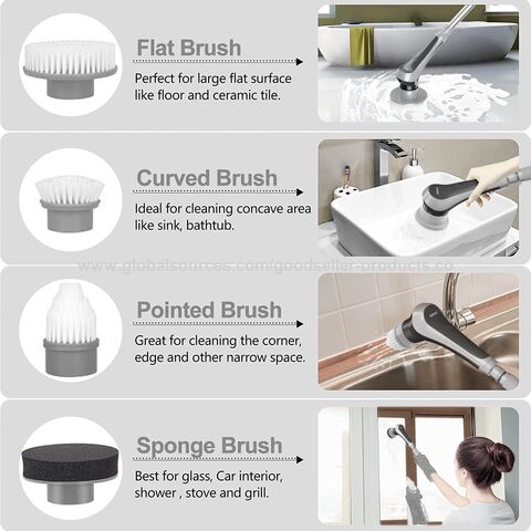Buy Wholesale China Electric Brush Shower Cleaner Scrubber Cordless  Adjustable Handle Spin Scrubber Bathroom Tile & Brush at USD 13.45