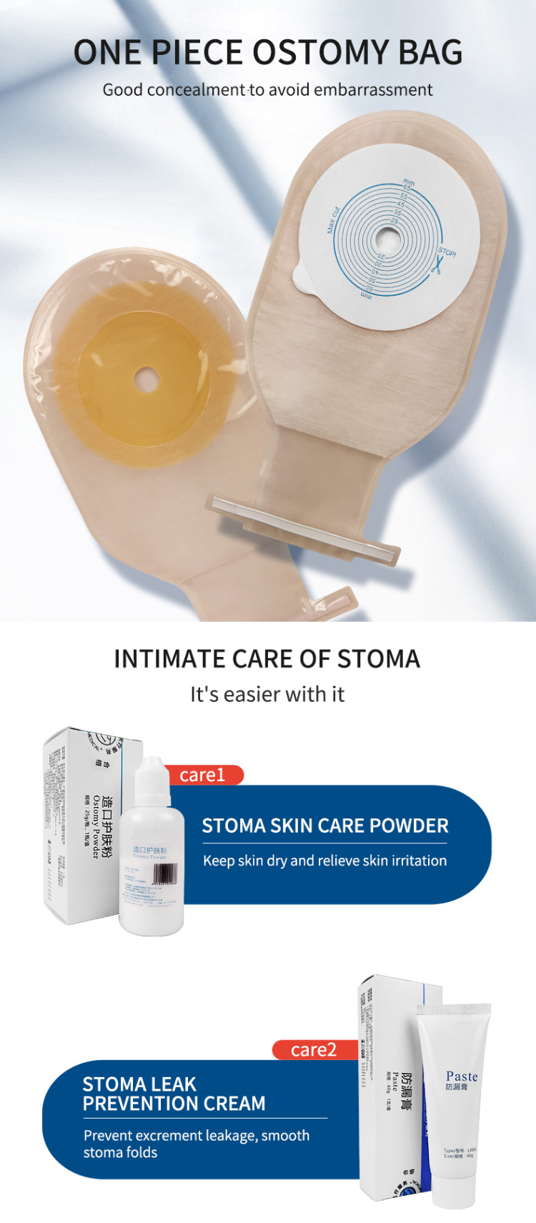 Factory Produced One/two Piece Medical Disposable Colostomy Bags Cover