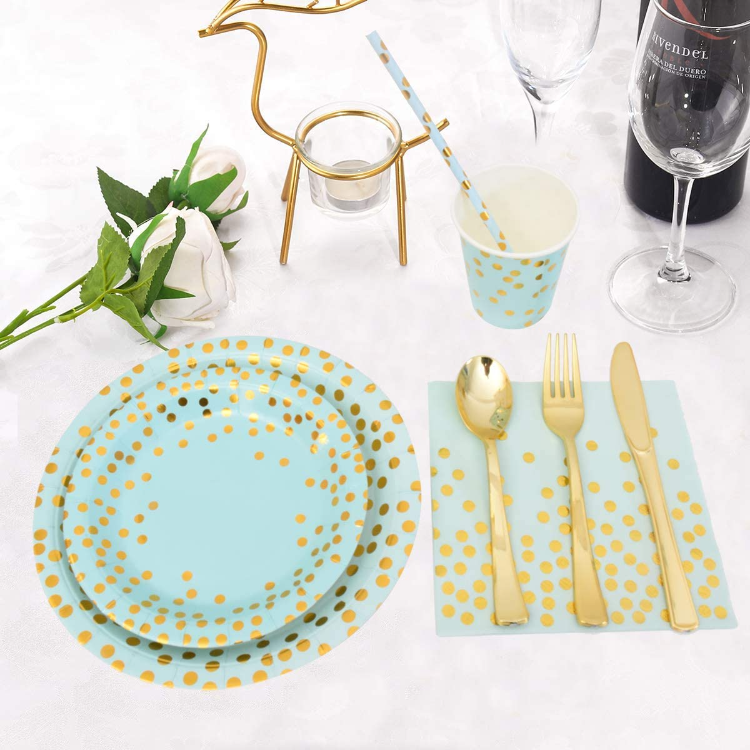 thumbnail image 2 of Congrats Grad Blue Dessert Plates - 25 Pack Disposable Graduation Party Supplies 2 of 11