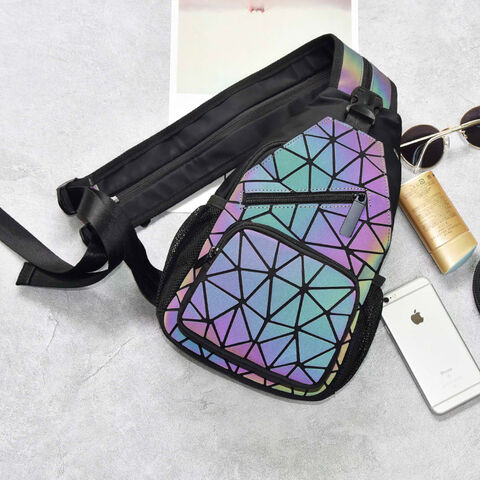 Geometric Pattern Sling Bag, Pu Leather Chest Purse, Trendy Crossbody Bag  For Outdoor Travel