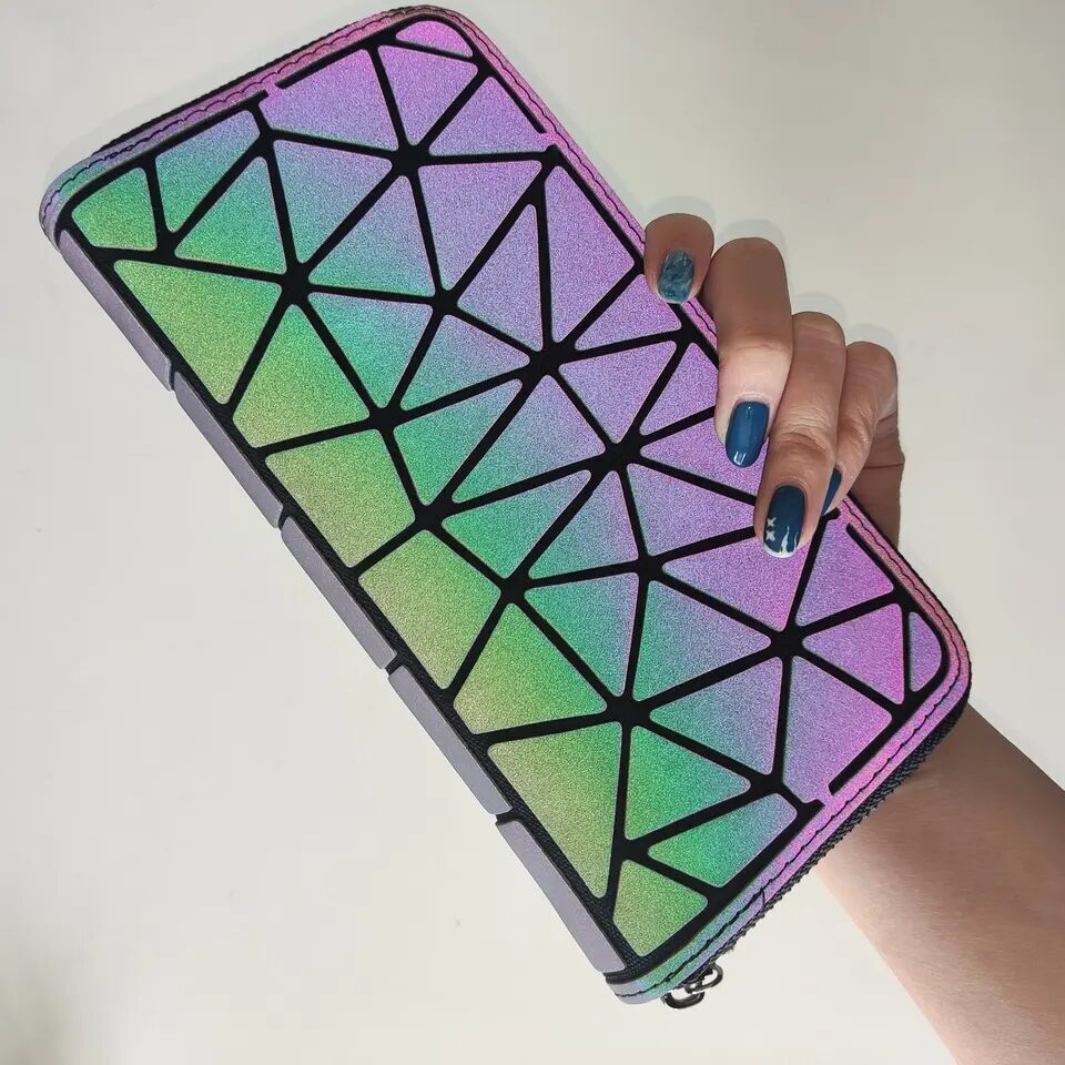 Buy Wholesale China Wholesale Slim Purse Pu Leather Long Card Holder Geometric  Luminous Wallet Purse For Women Men & Wallet at USD 3.28