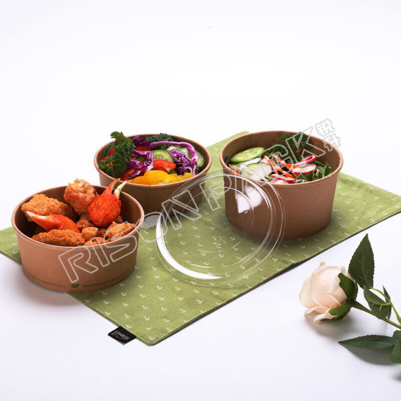 Buy Wholesale China Disposable 35oz Kraft Paper Salad Bowl With Paper ...