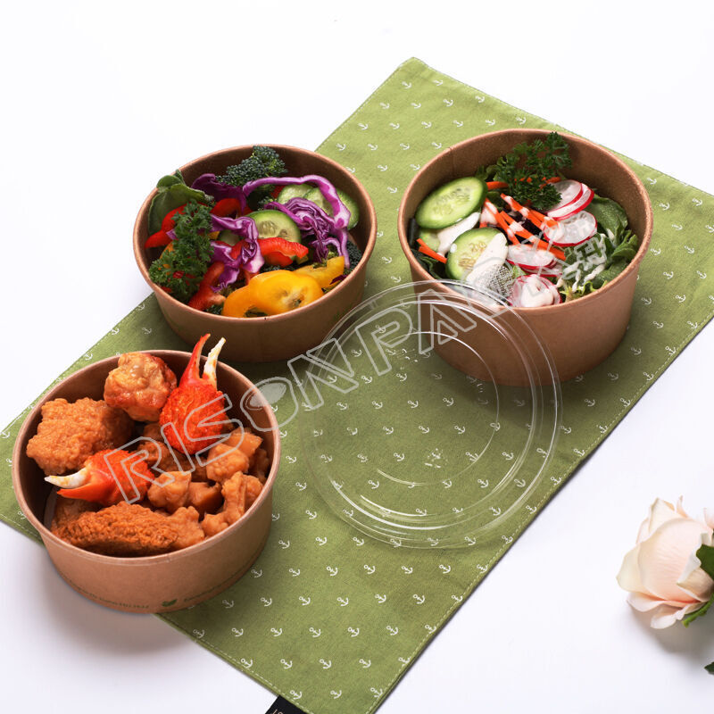 Buy Wholesale China Disposable 35oz Kraft Paper Salad Bowl With Paper ...