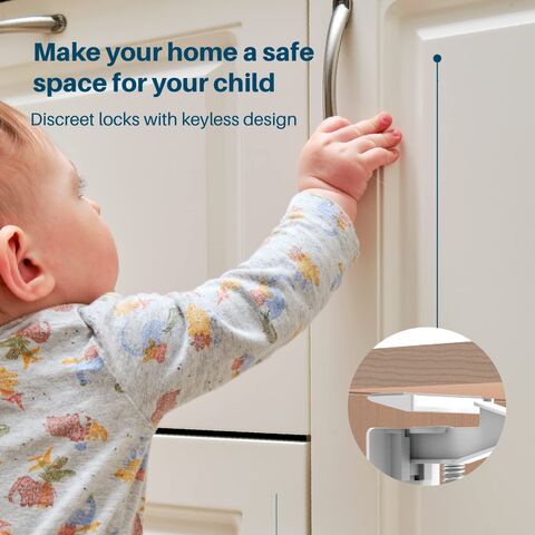 Cierre de seguridad de cajones para bebés, de plástico, cerradura  protectora de bebés para cajones, puertas y gabinetes