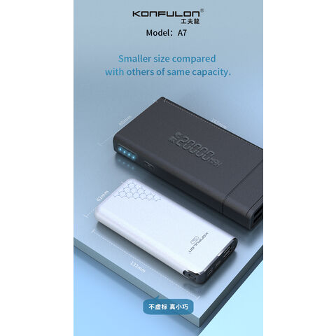 Buy Wholesale China Konfulon Small Size With High Capacity 20000mah Power  Bank Dual Usb Fast Charging Output With Led Power Display Light & Power Bank  20000mah at USD 11.03