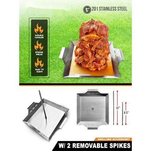 Vertical Meat Rack Barbecue Accessories with 3 Removable Spikes