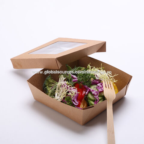 Brown Paper Salad Box With Window, For Food Packaging, Size: 500ml