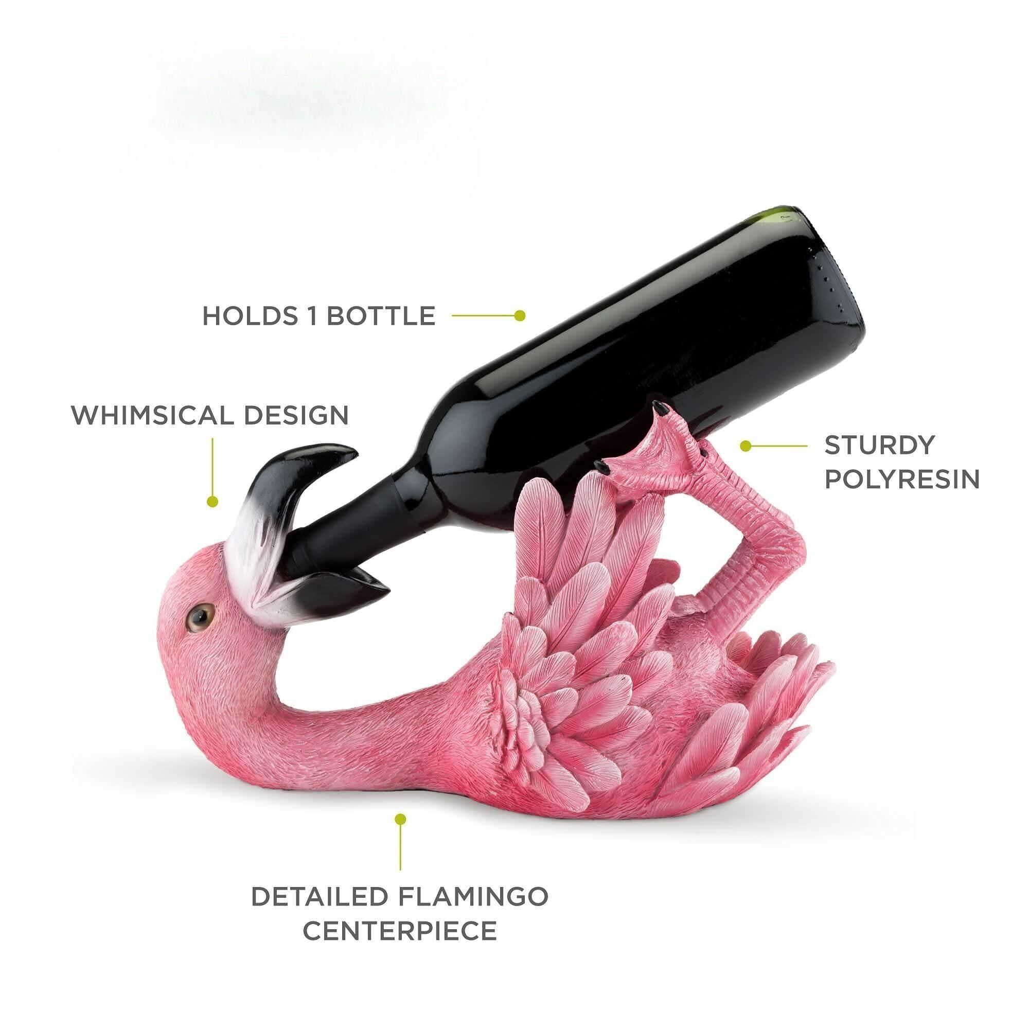 Flirty Flamingo Polyresin Bottle Storage Holder Organizer Pink Standard Wine Rack Wine Box 2506