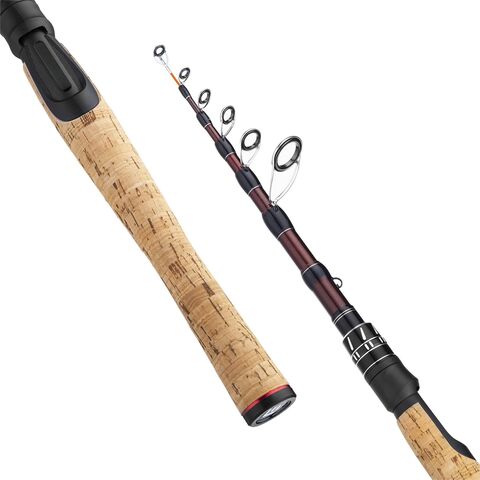 2 Pieces Carbon Fiber Fishing Rod，Solid Rod Slightly - Solid Wood Grip  Fishing Pole Tackle，Outdoor Sport Fishing Accessories