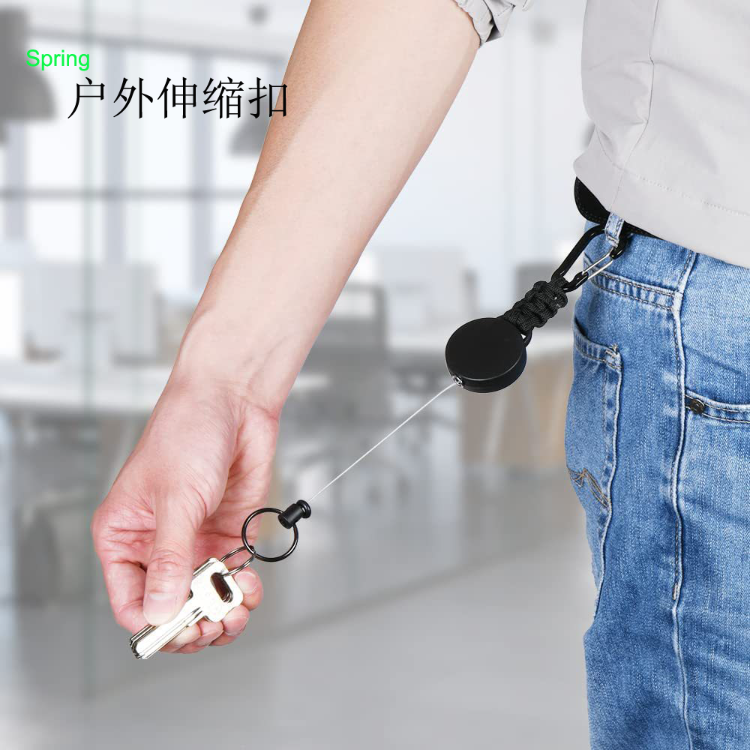 High Stretch Easy To Pull 4cm Black Plastic Round Retractable Badge ...