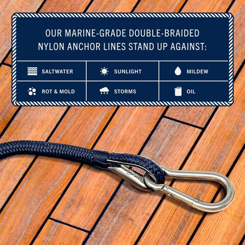 Thimble Heavy Duty Snap Hook Double Braided Nylon Boat Anchor Line