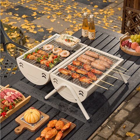 Grill Trade Portable Charcoal Grill - Mini BBQ Grill - Tabletop Grilling for Outdoor Cooking, Camping, Picnic, etc.