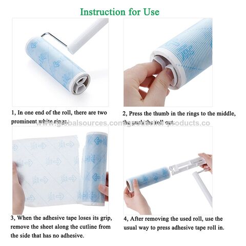 Long Handle Retractable Tear-off Sticky Paper Roller Floor Sticky Hair  Carpet with Dust Sticky Hair