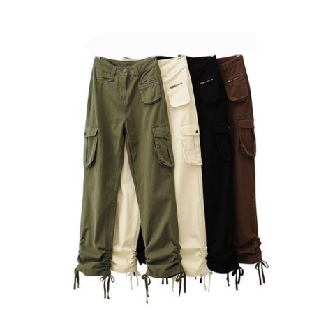 Compre Pantalones De Carga De Bolsillo Hip-hop De Piernas Anchas Rectas  Sueltas Para Mujer A La Moda y Cargo Pants de China por 3.2 USD