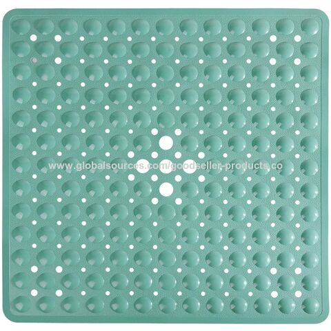 Plastic Clear Blue Non-Slip Shower Cushion Mats with Suction Cups