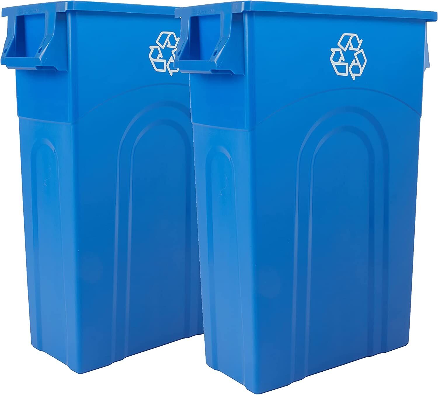 Global Industrial Contenedor de reciclaje delgado de 23 galones, azul