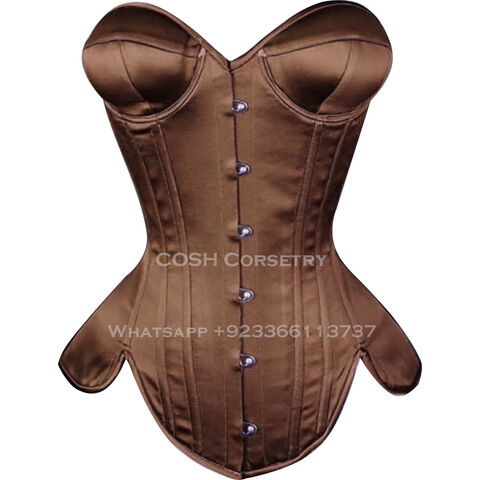 Cosh Corset Blue Satin Over Bust Steel Boned Vintage Style Solid