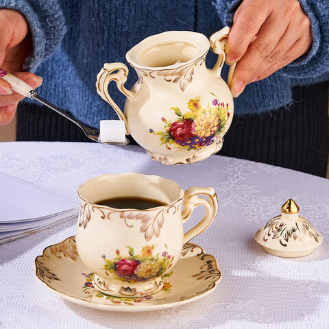 Porcelain Tea Set Portable Tea Set, Bone China China Tea Cups with 3 Tea  Cups Tea Gift Sets for Adults Tea Party Afternoon Tea-red-Package C (Color  