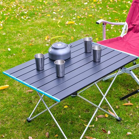 Mesa de camping plegable alumino negro mesita picnic