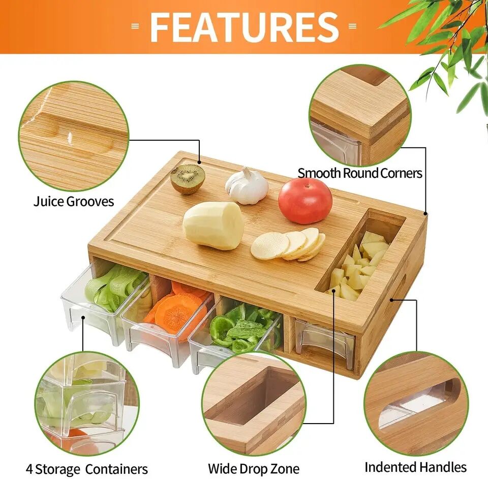 Custom Rectangle Bamboo Cheese Board And Knife Set Wooden Chopping ...