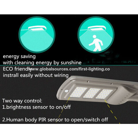 Farola LED Solar de 60W con Sensor de Luminosidad (encendido/apagado automático) y Detector Infrarrojo Inteligente