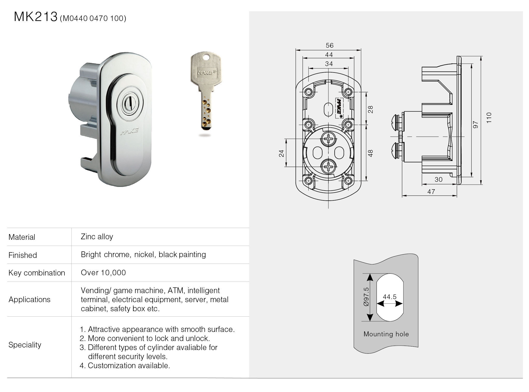 Buy Wholesale China Mk213 Zinc Alloy Cylinder Changeable Vending