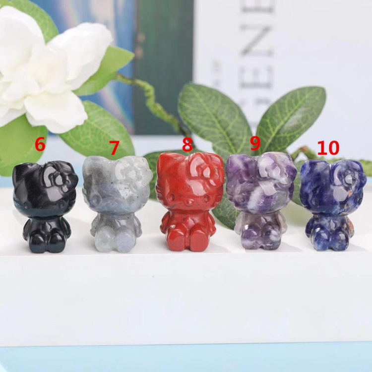 35mm Natural Gemstone Stone Hand Carved Crystal Hello Kitty Cat For ...