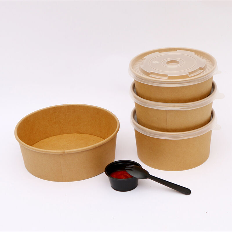 Buy Wholesale China Disposable Take Away Kraft Paper Salad Bowl With ...
