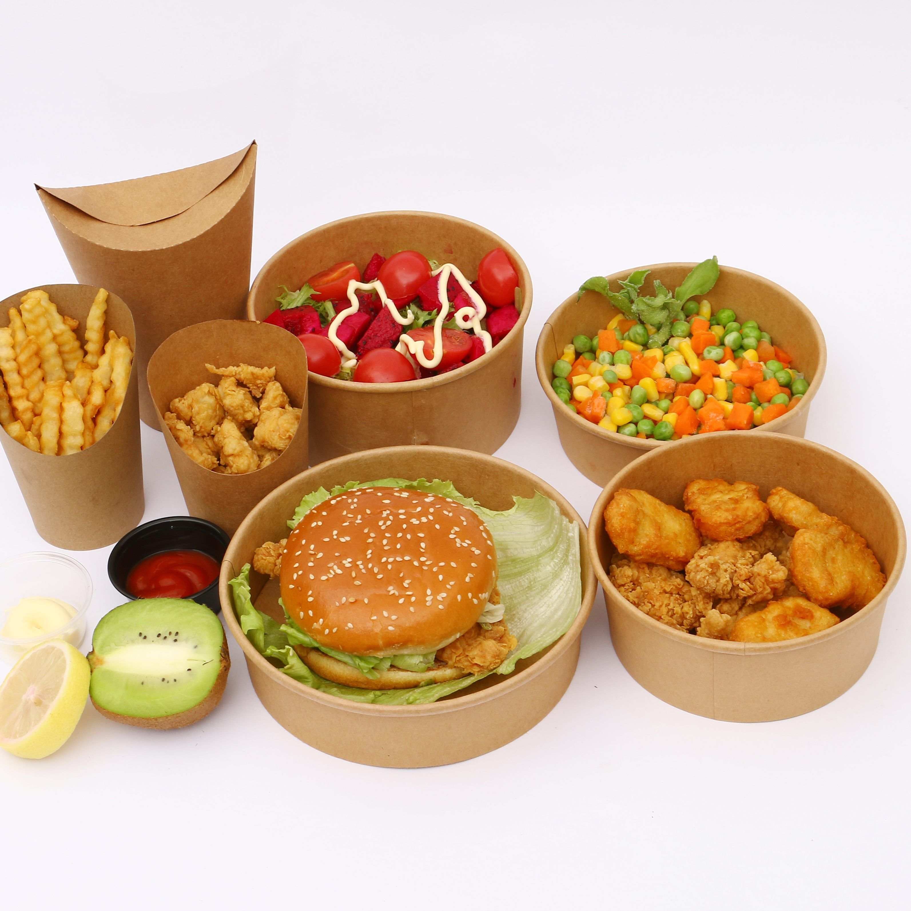 Buy Wholesale China Disposable Take Away Kraft Paper Salad Bowl With ...