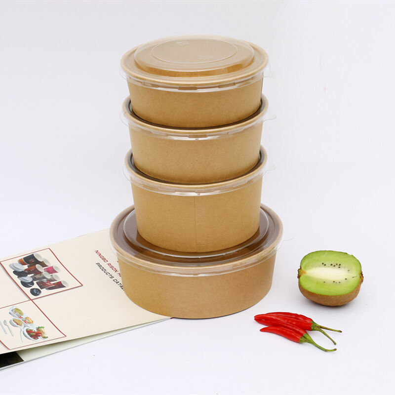Buy Wholesale China Disposable Take Away Kraft Paper Salad Bowl With ...