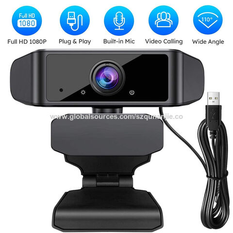 Webcam 1080p, Webcam with Microphone, USB Web Camera 110°Wide View, Plug  and Play Computer Camera, Laptop Desktop Webcam for Conferencing