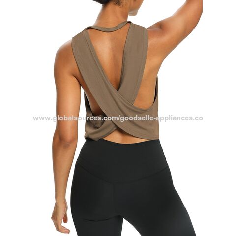 Compre Sexy Open Back Cropped Mulheres Loose Fit Athletic Camisa