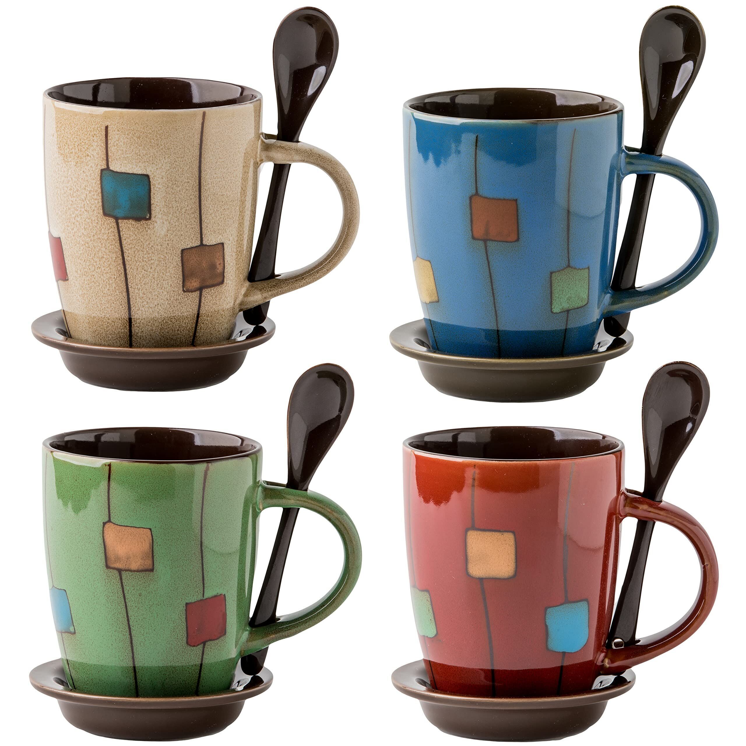 Juego Tazas Ceramica para Cafe y Te multicolor, 500 ml (4 piezas