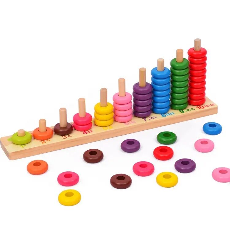 Cheap Wooden Montessori Colorful Fishing Digital Column Game Early