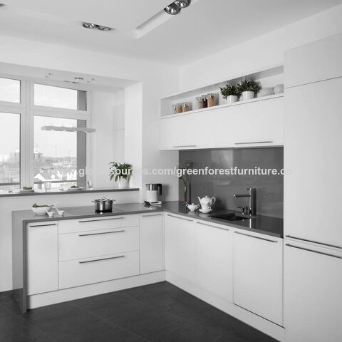 Modern Home Hotel MDF Wood Modular Kitchen Cabinets Design White