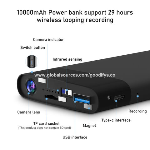 Powerbank de 10000mAh con carga inalámbrica y cámara espía - WiFi