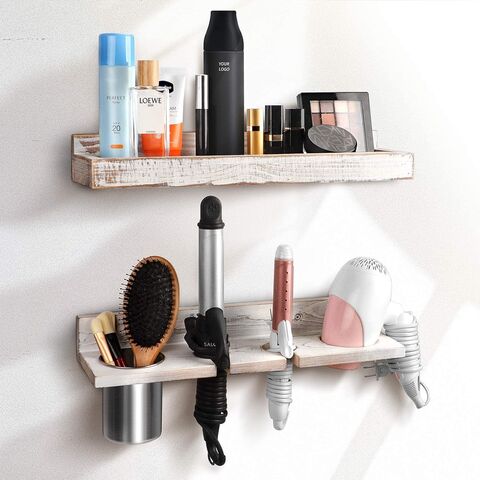 Buy Wholesale China White Wall Mount Hair Tools Organizer Bathroom Vanity  Caddy Wooden Hair Accessories Organizer Blow Dryer Holder With 4 Hooks &  Wooden Hair Dryer Holder at USD 4