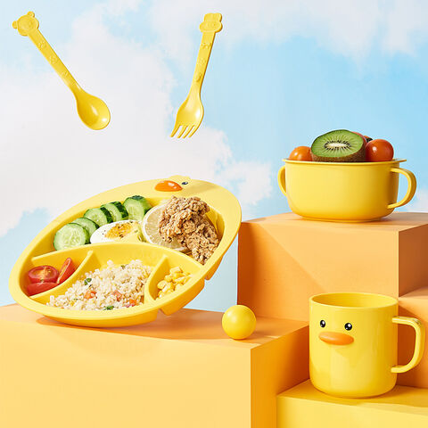 Children's Meal Tray Green Cartoon Car Divided Feeding Tableware