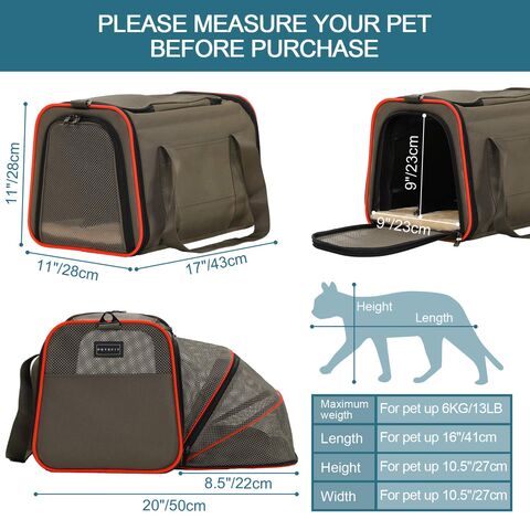 Cat Dog Carrier Airline Approved Expandable Soft-Sided Pets Carrier with  Removable Fleece Pad and Pockets, for Cats/Puppy and Small Animals Large(2  side expandable)