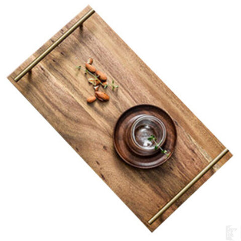 Bandeja Nórdica de Madera Rectangular Creativa de Acacia para Servir - Bandejas de Madera para Hostelería y Hogar