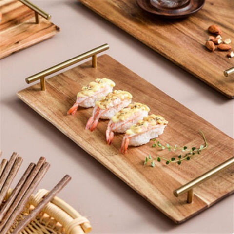 Bandeja Nórdica de Madera Rectangular Creativa de Acacia para Servir - Bandejas de Madera para Hostelería y Hogar